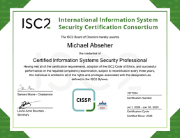 Certificate ISC2 CISSP from Michael Abseher