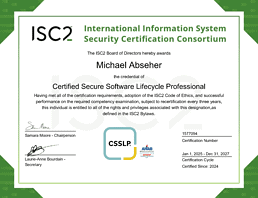 Zertifikat ISC2 CSSLP von Michael Abseher